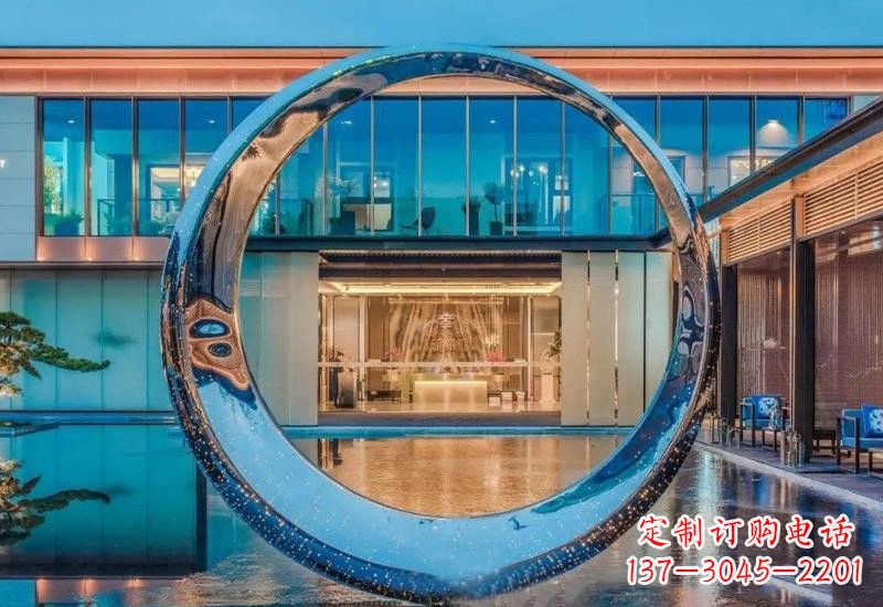 哈尔滨不锈钢镂空灯光圆环雕塑