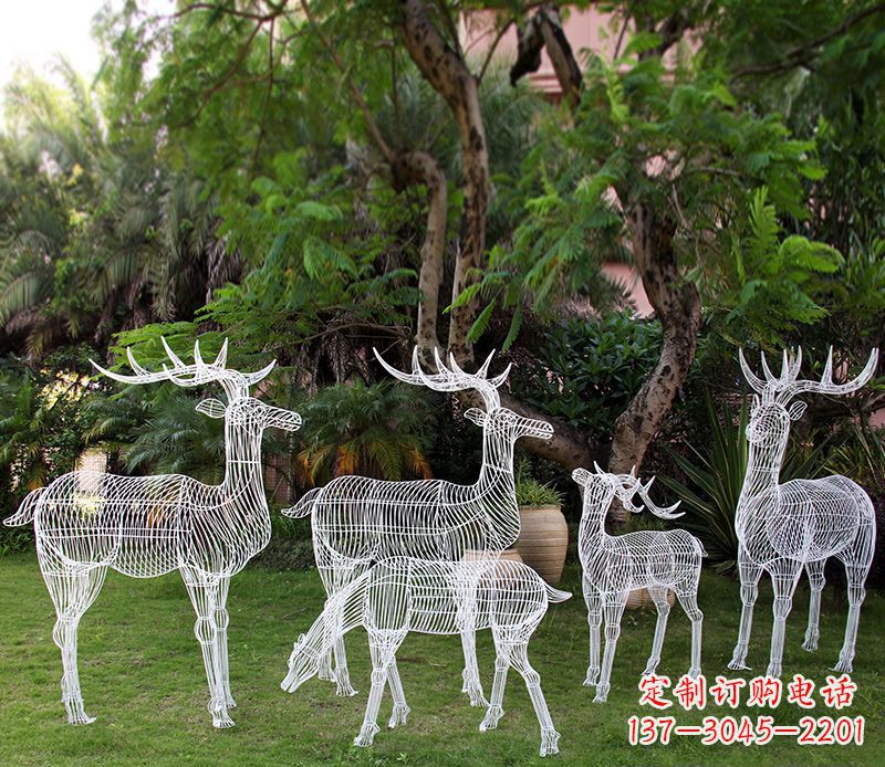 哈尔滨精美的不锈钢镂空梅花鹿雕塑