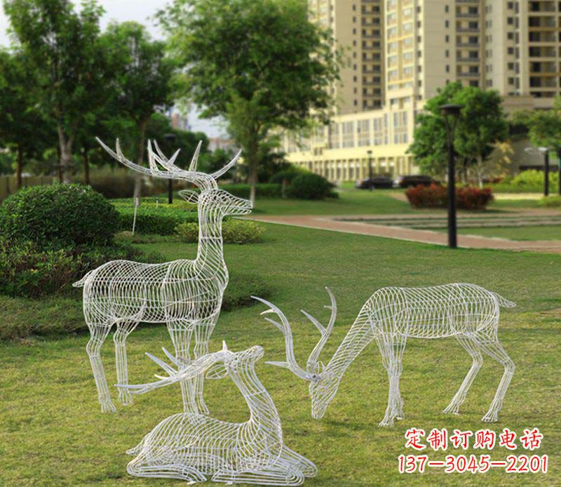 哈尔滨不锈钢镂空梅花鹿雕塑1