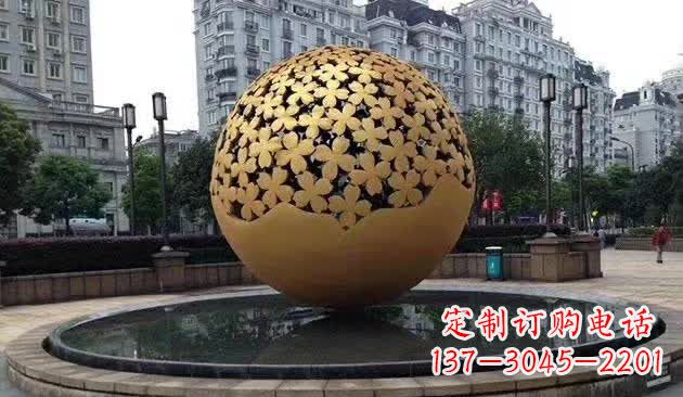 哈尔滨不锈钢镂空球喷泉雕塑——精致美观