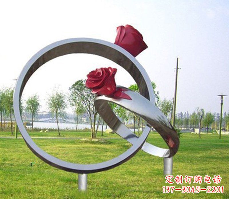 哈尔滨不锈钢玫瑰戒指雕塑