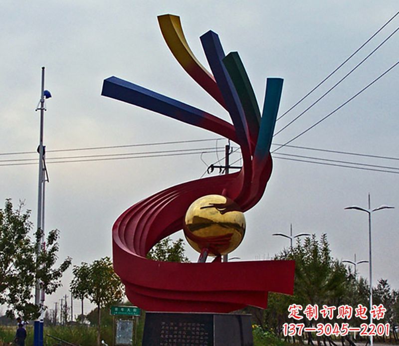 哈尔滨不锈钢飘带雕塑艺术与自然的完美结合