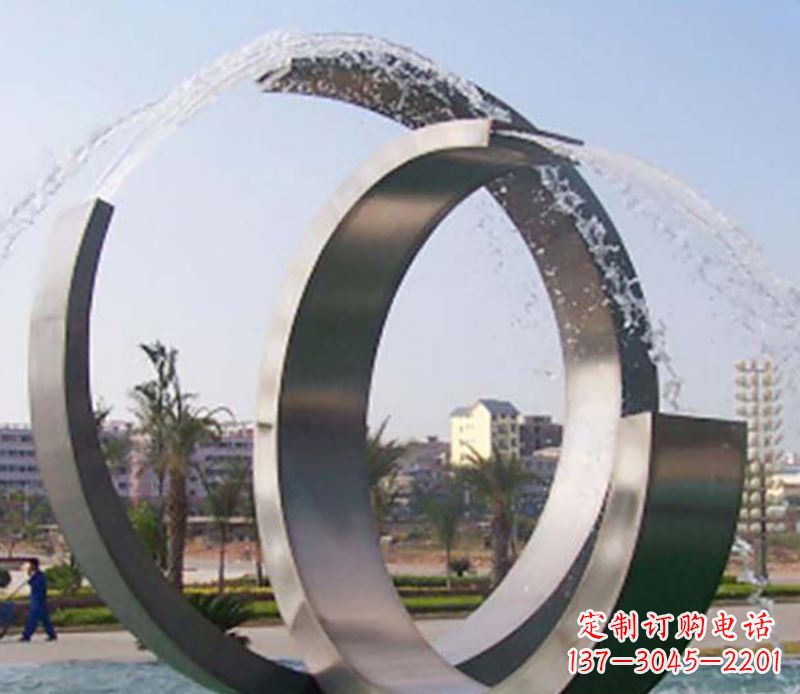 哈尔滨不锈钢情侣戒指雕塑象征爱情的永恒之物