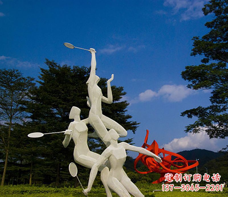 哈尔滨不锈钢羽毛球雕塑精美线条展现体育热情