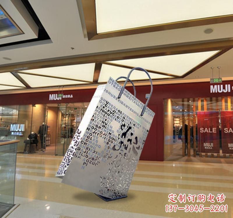 哈尔滨不锈钢商场景观购物袋雕塑