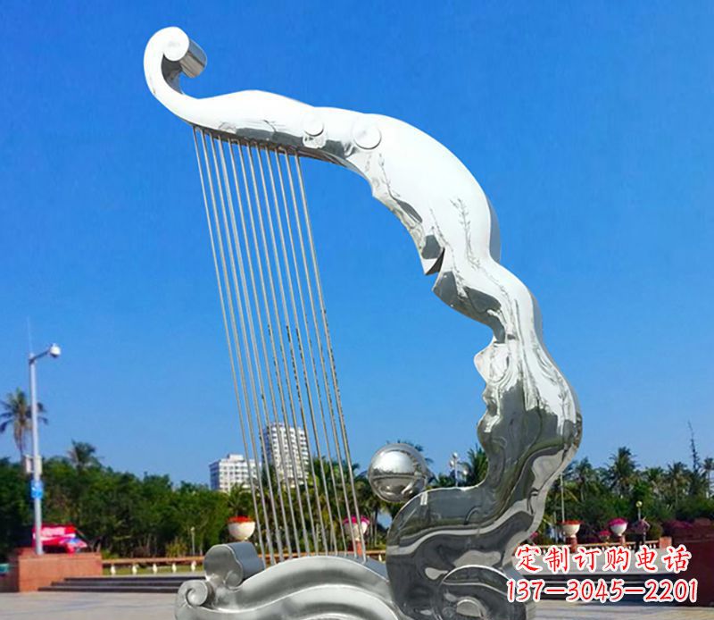 哈尔滨不锈钢竖琴雕塑——传承古典音乐之美