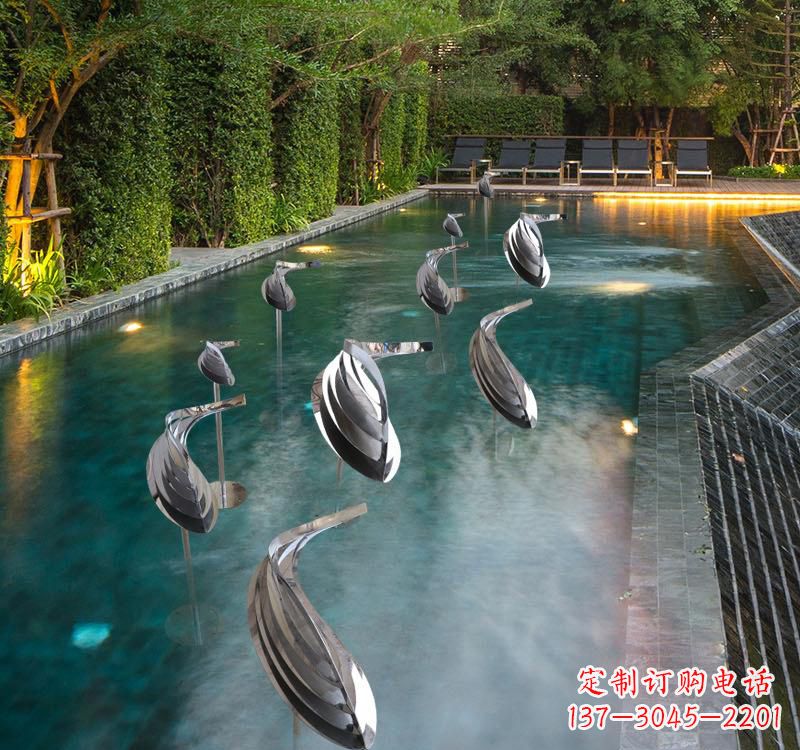 哈尔滨不锈钢动物雕塑——美丽的水景装置