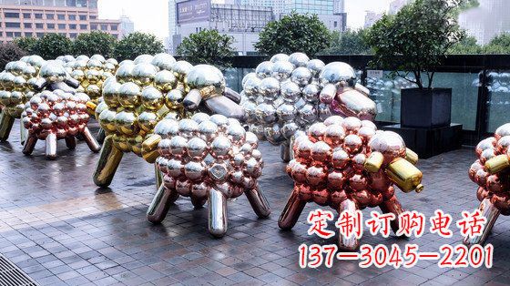 哈尔滨不锈钢小羊肖恩抽象动物雕塑