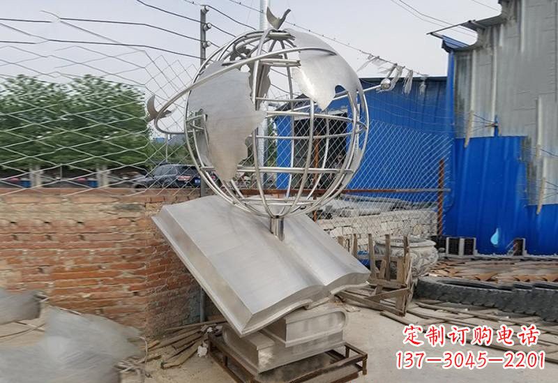 哈尔滨不锈钢校园里的地球雕塑