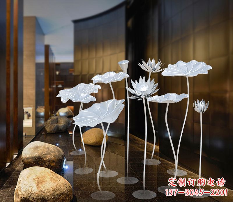 哈尔滨不锈钢银色荷花雕塑精美外形魅力无限