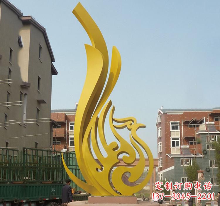 哈尔滨不锈钢园林凤凰雕塑