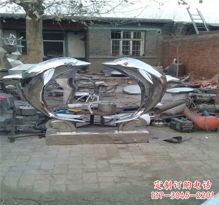 哈尔滨不锈钢园林海豚雕塑