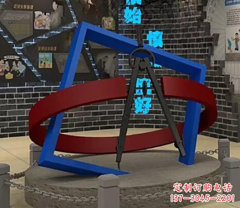 哈尔滨不锈钢圆规雕塑实现景观美化的艺术之作