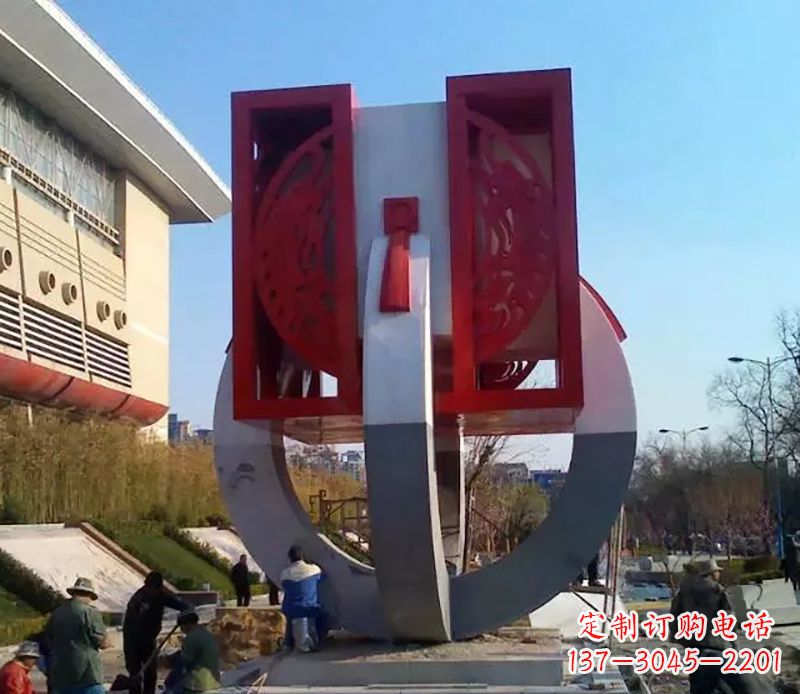 哈尔滨不锈钢圆环雕塑象征着永恒的美