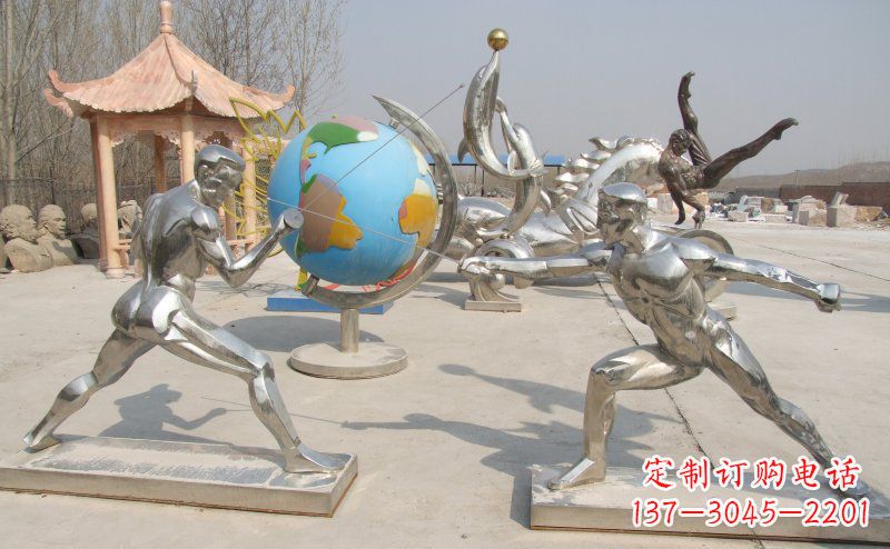 哈尔滨勇敢者的身影——不锈钢运动员击剑雕塑