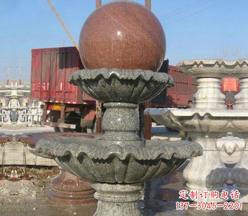 哈尔滨财源滚滚石雕风水球喷泉雕塑 (5)