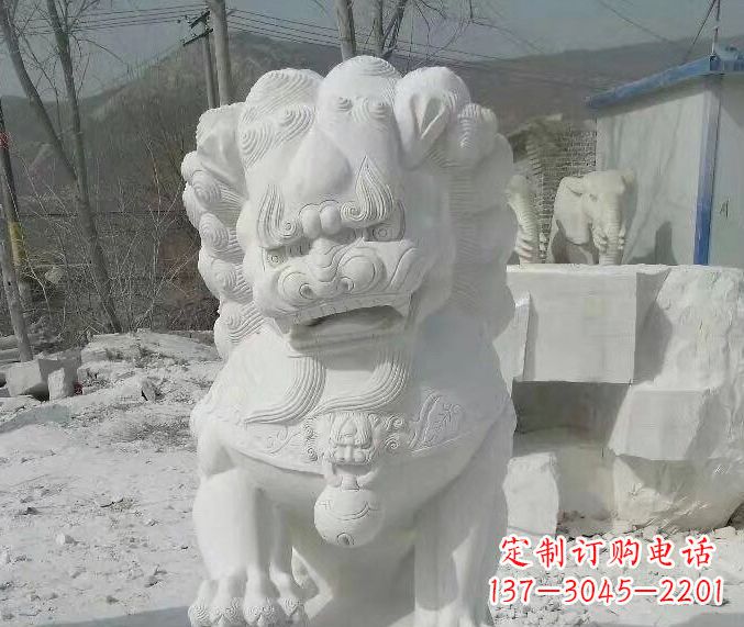 哈尔滨狮子雕塑踩绣球石狮子寺庙的独特景观