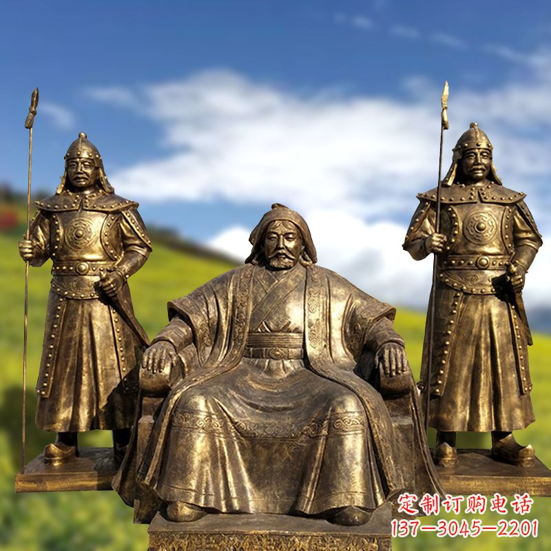 哈尔滨成吉思汗铜雕景观雕塑-玻璃钢仿铜历史名人古代著名人物雕像