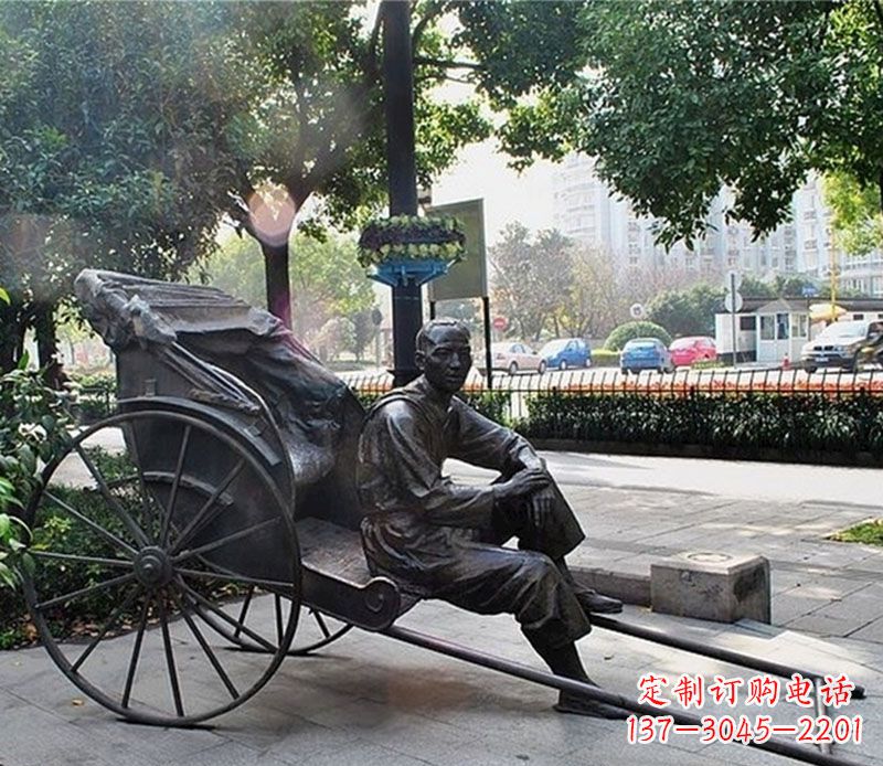 哈尔滨城市接头黄包车夫铜雕——记录城市历史的缩影