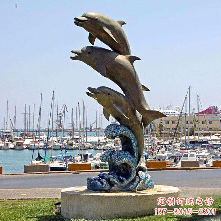 哈尔滨海豚铜雕塑传承海洋文化