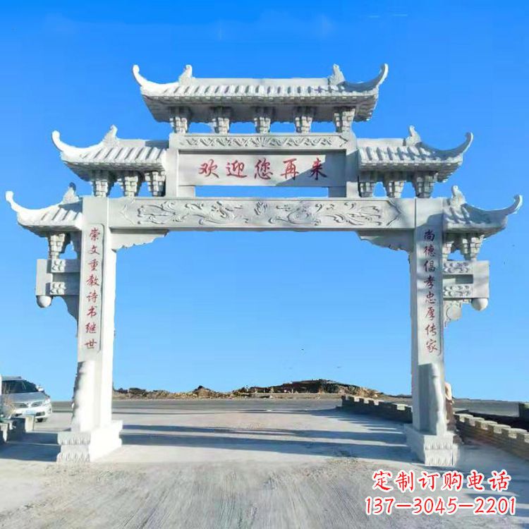 哈尔滨传承中国古老文化牌坊雕塑