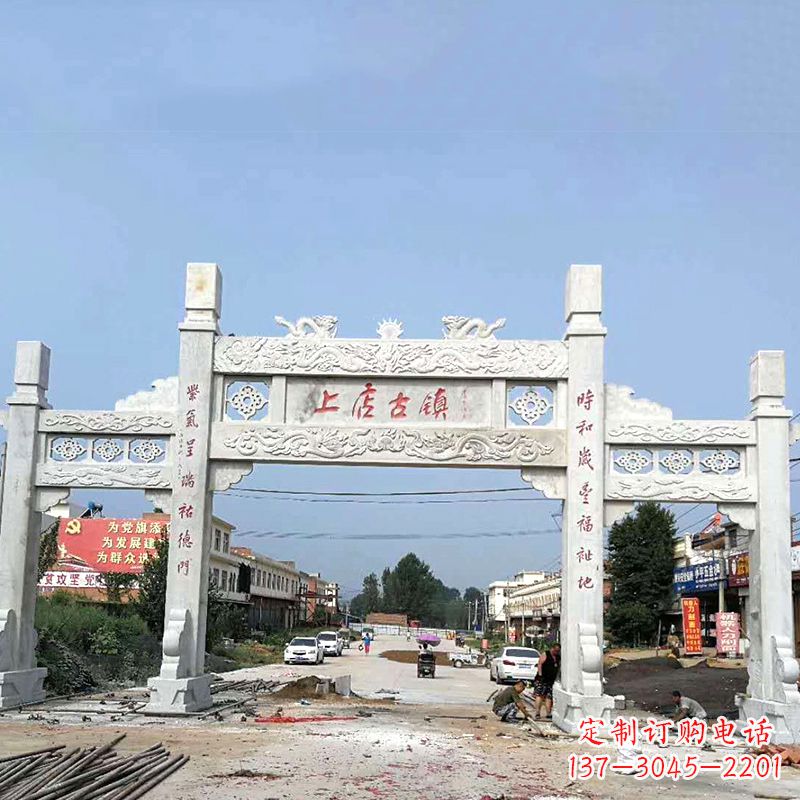 哈尔滨村镇牌坊雕塑传承百年文化