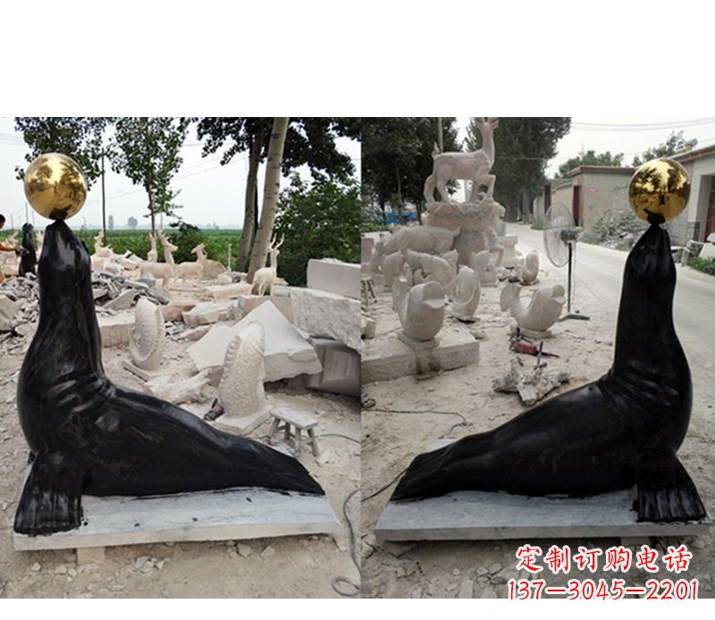 哈尔滨大理石海豹雕塑