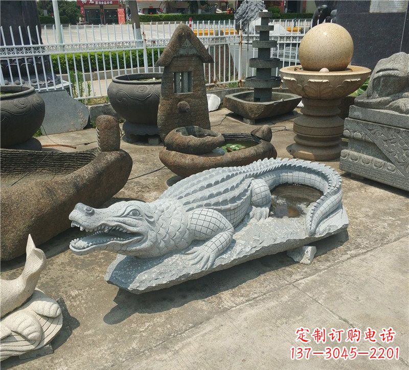 哈尔滨动物雕塑大理石鳄鱼