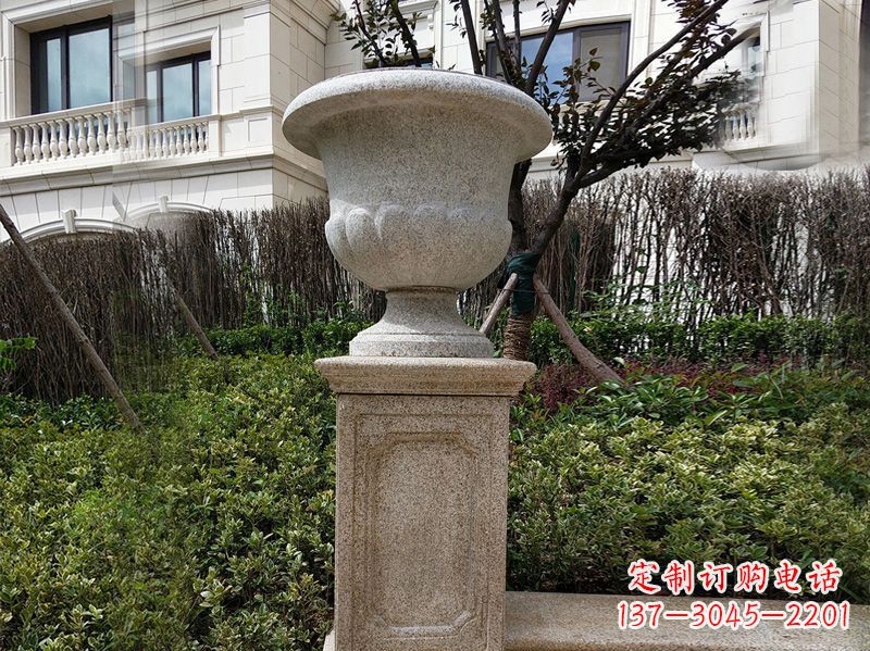 哈尔滨大理石花钵小区花盆石雕艺术品