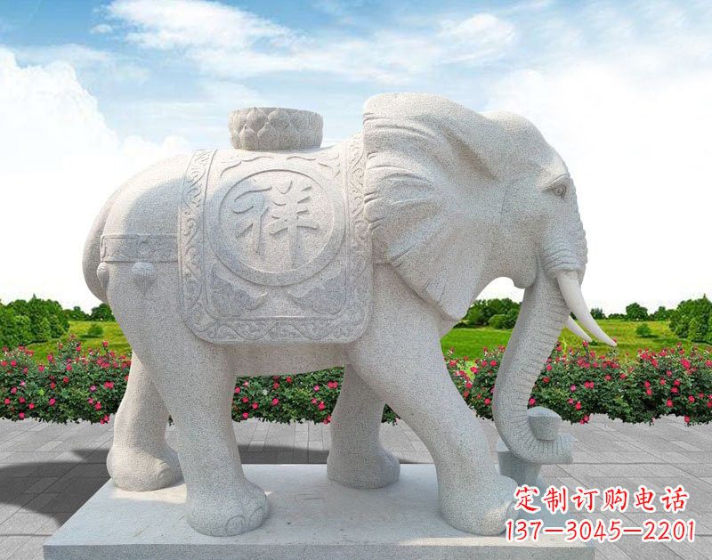 哈尔滨大理石吉祥大象石雕