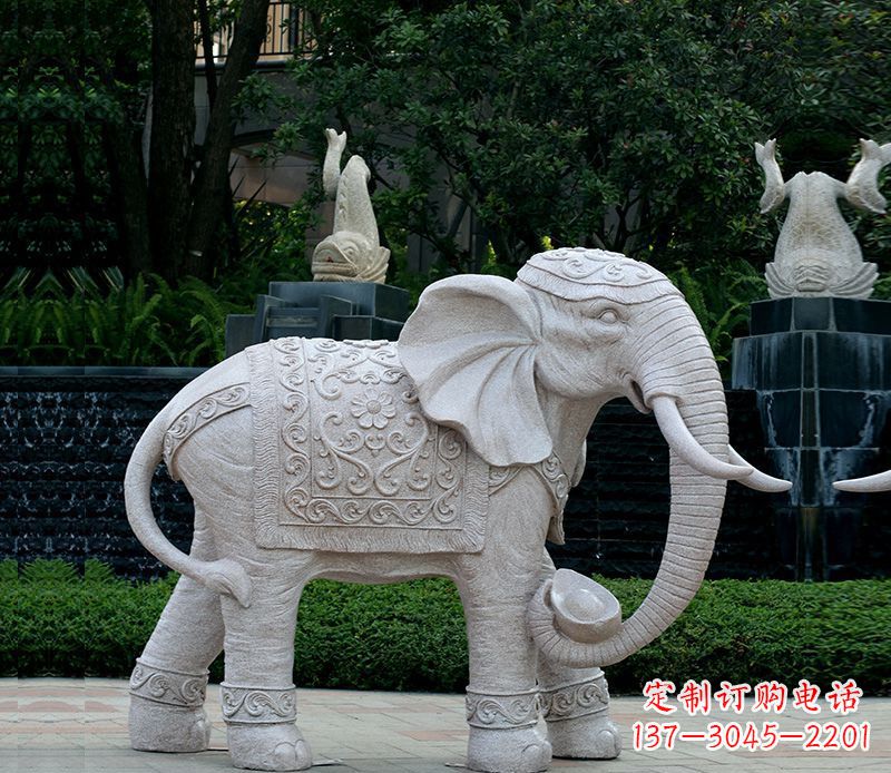 哈尔滨以大理石为材料的完美大象雕塑