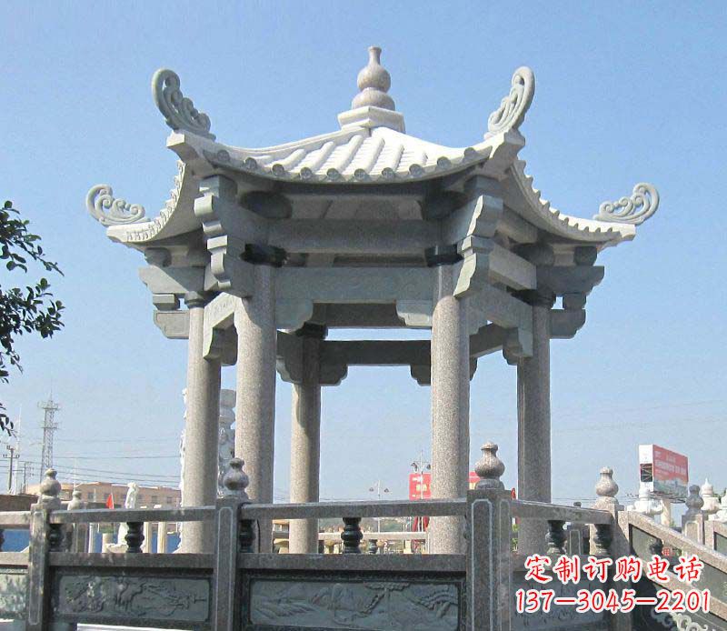 哈尔滨大理石六角凉亭石雕 (2)