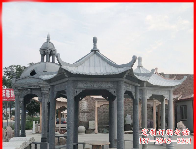 哈尔滨大理石六角凉亭公园石雕 (5)