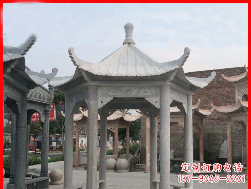 哈尔滨大理石六角凉亭公园石雕