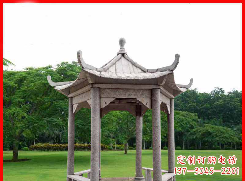 哈尔滨大理石六角凉亭园林景观石雕