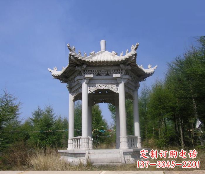 哈尔滨大理石六角石雕凉亭 (3)