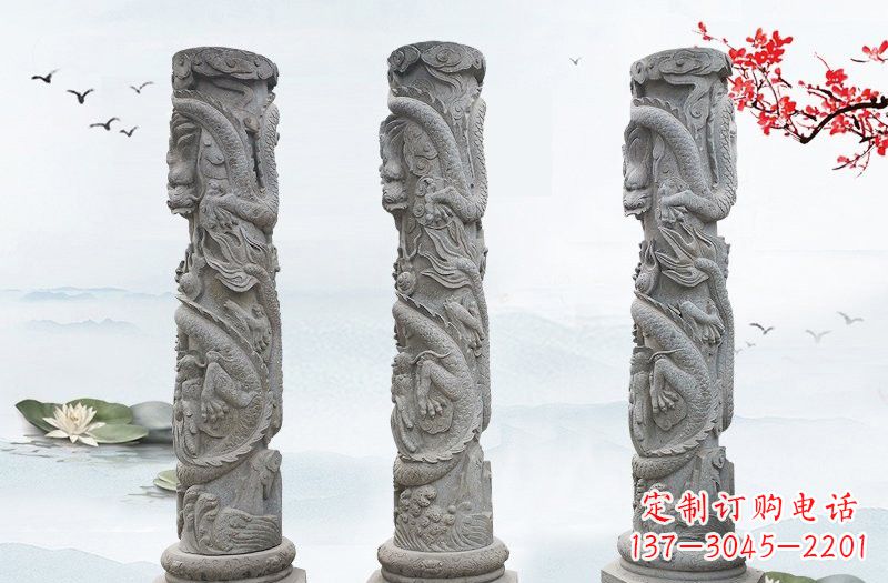 哈尔滨大理石龙柱雕塑