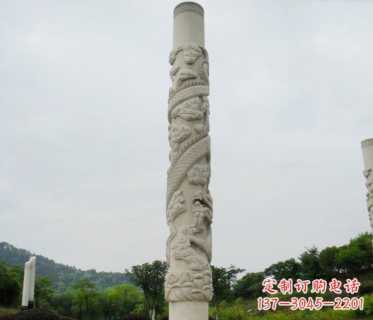 哈尔滨大理石盘龙柱广场文化柱石雕