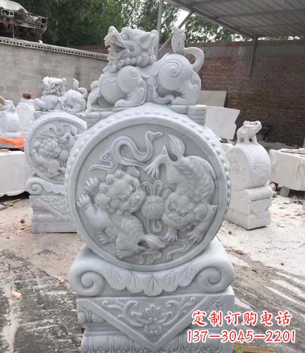 哈尔滨大理石狮子抱鼓石雕塑