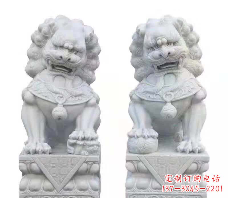 哈尔滨大理石狮子雕塑震撼视觉、传承文化