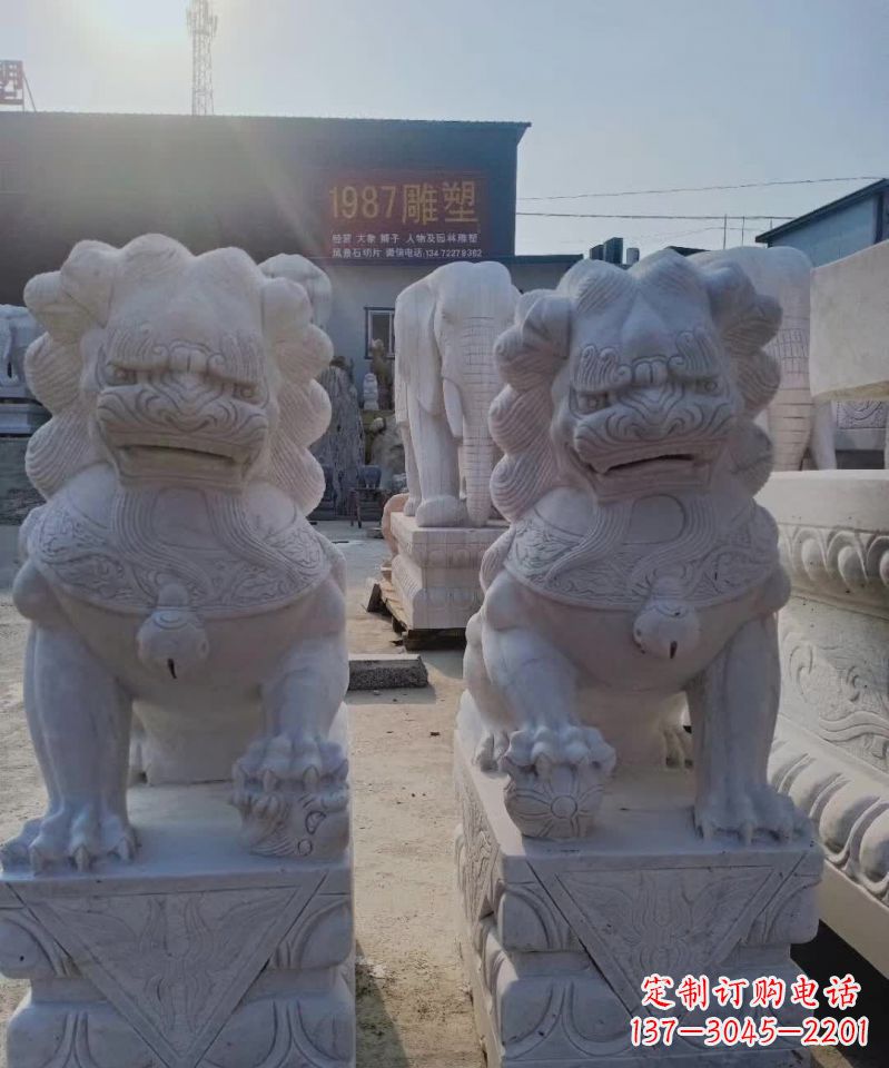 哈尔滨大理石狮子雕塑,象征威严