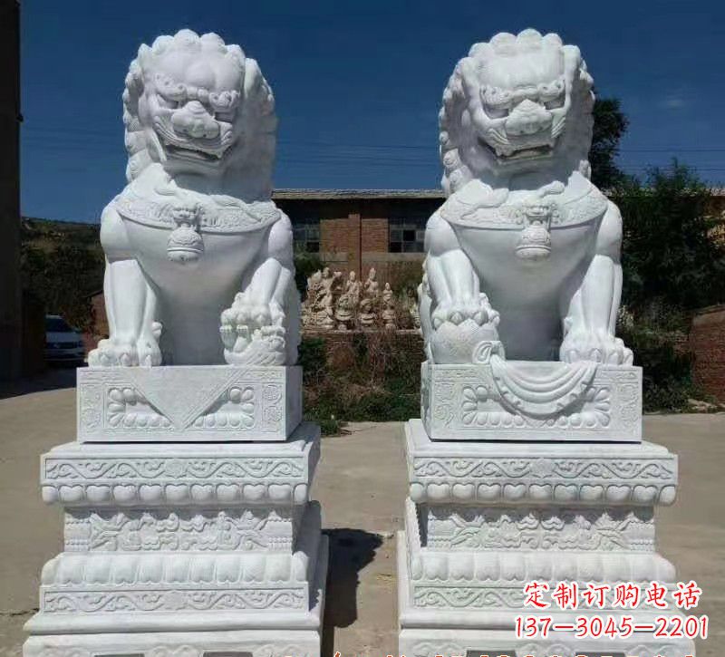 哈尔滨大理石狮子石雕,雕塑定制精美狮子