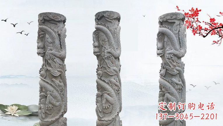 哈尔滨精美大理石龙柱雕塑