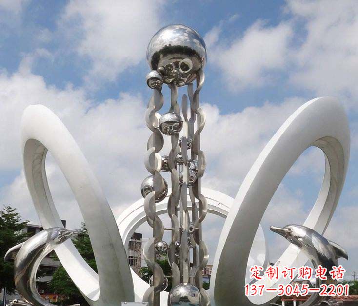 哈尔滨精致不锈钢海豚雕塑