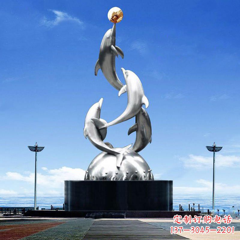 哈尔滨引领潮流的不锈钢海豚雕塑