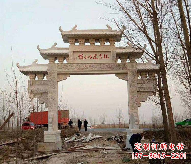 哈尔滨单门大理石牌坊石雕_2