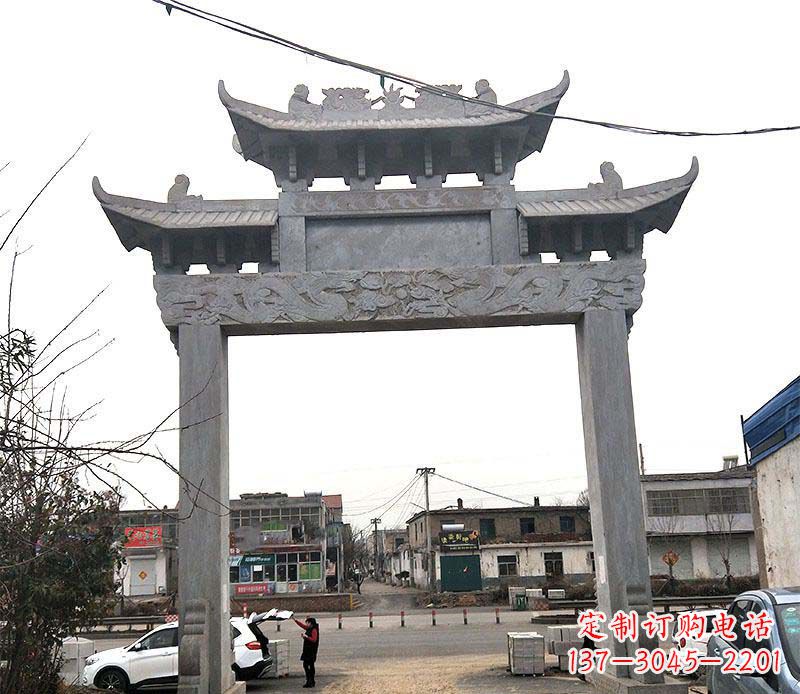 哈尔滨单门大理石牌坊石雕_1