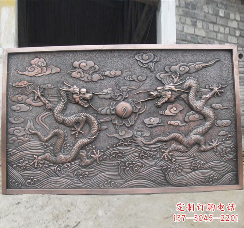 哈尔滨锻铜双龙戏珠浮雕