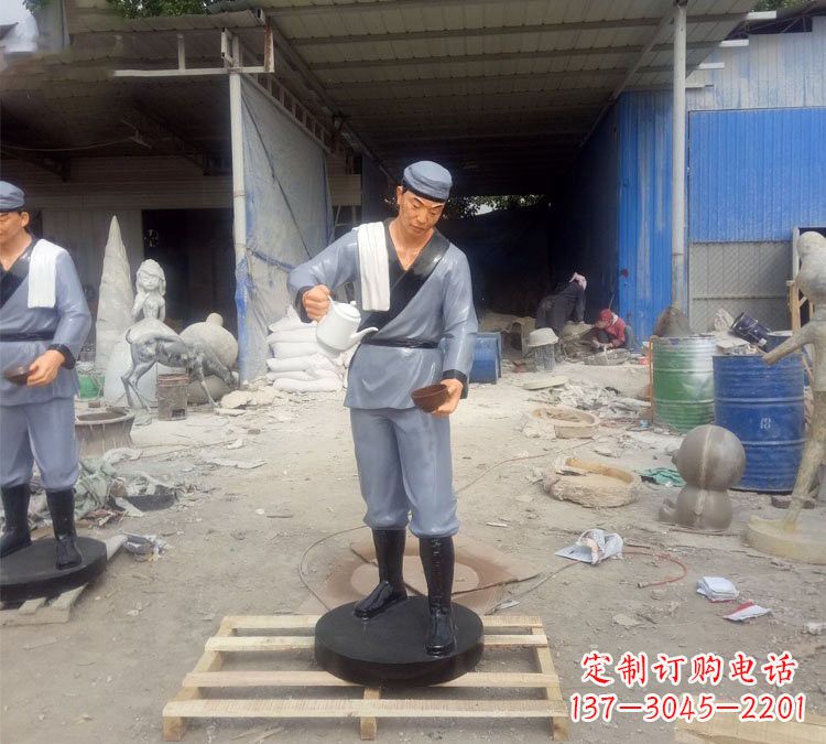 哈尔滨铝合金仿真店小二雕塑