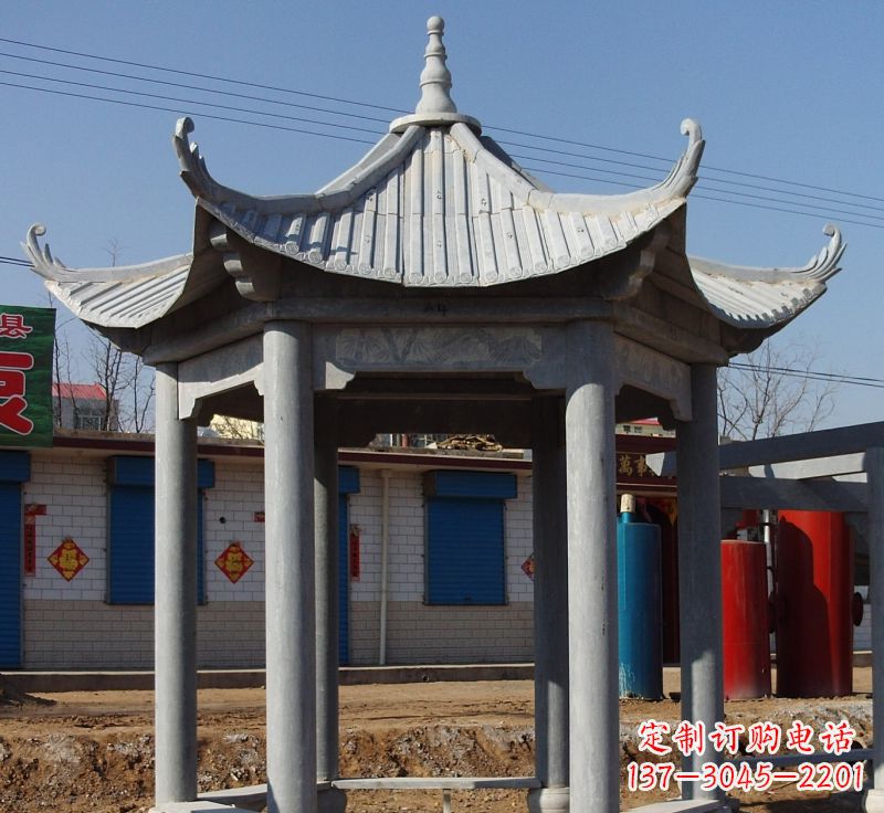 哈尔滨仿古六角凉亭石雕 (6)